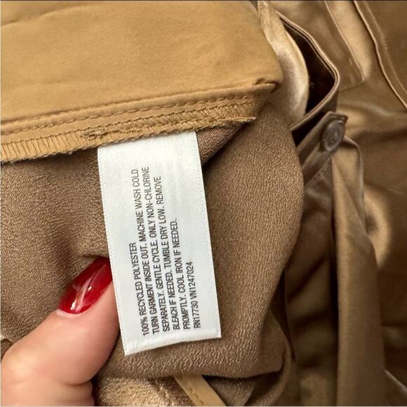 NEW A New Day gold satin wide leg pleated cargo trouser pants - Picture 5 of 7